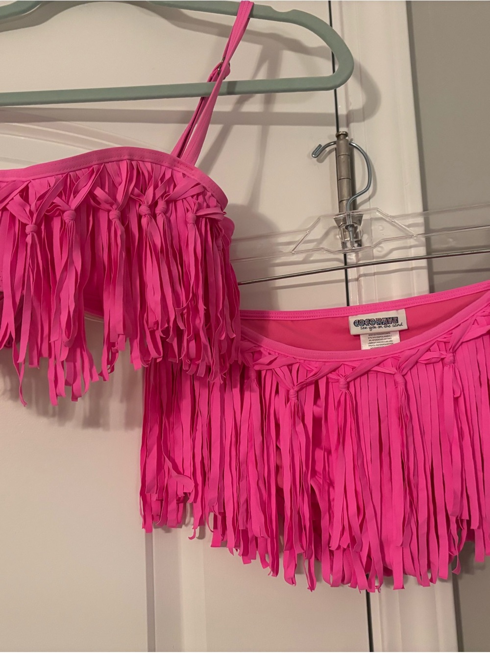 Coco Rave Hot Pink Fringe Bikini Set
